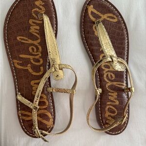 Sam Edelman Gold and Brown Strappy Sandals